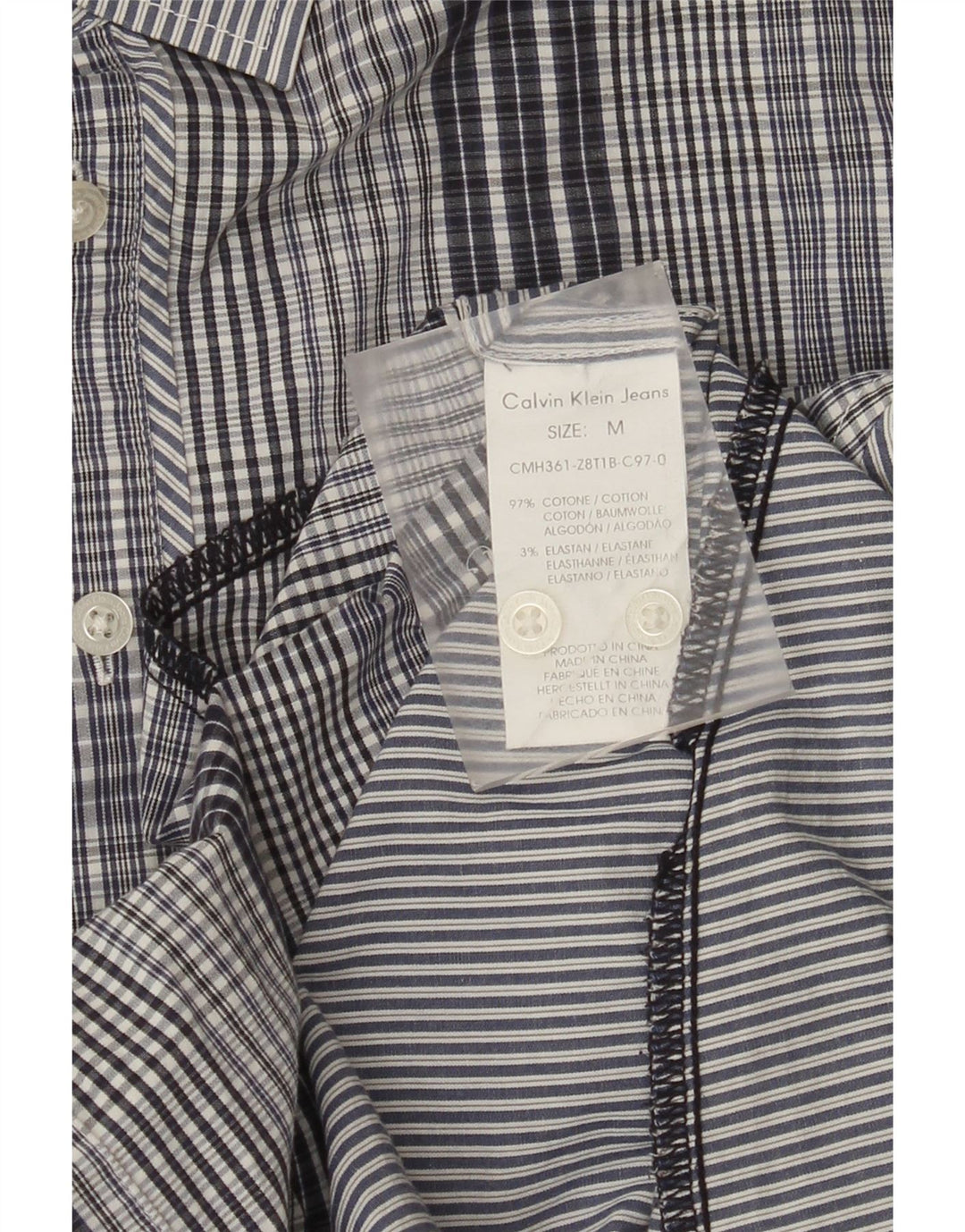 Calvin Klein Jeans Mens Shirt Medium Blue Check Cotton