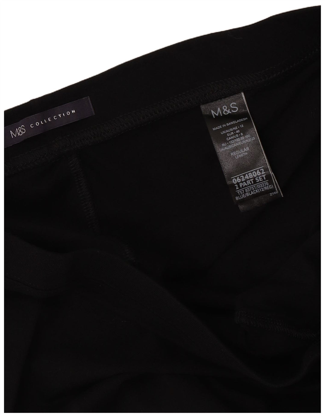 Marks & Spencer Womens Regular Leggings UK 12 Medium Black Cotton