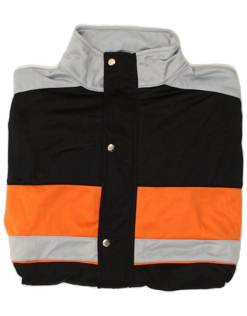 VINTAGE Mens Tracksuit Top Jacket 2XL Black Colourblock Polyester | Vintage Vintage | Thrift | Second-Hand Vintage | Used Clothing | Messina Hembry 