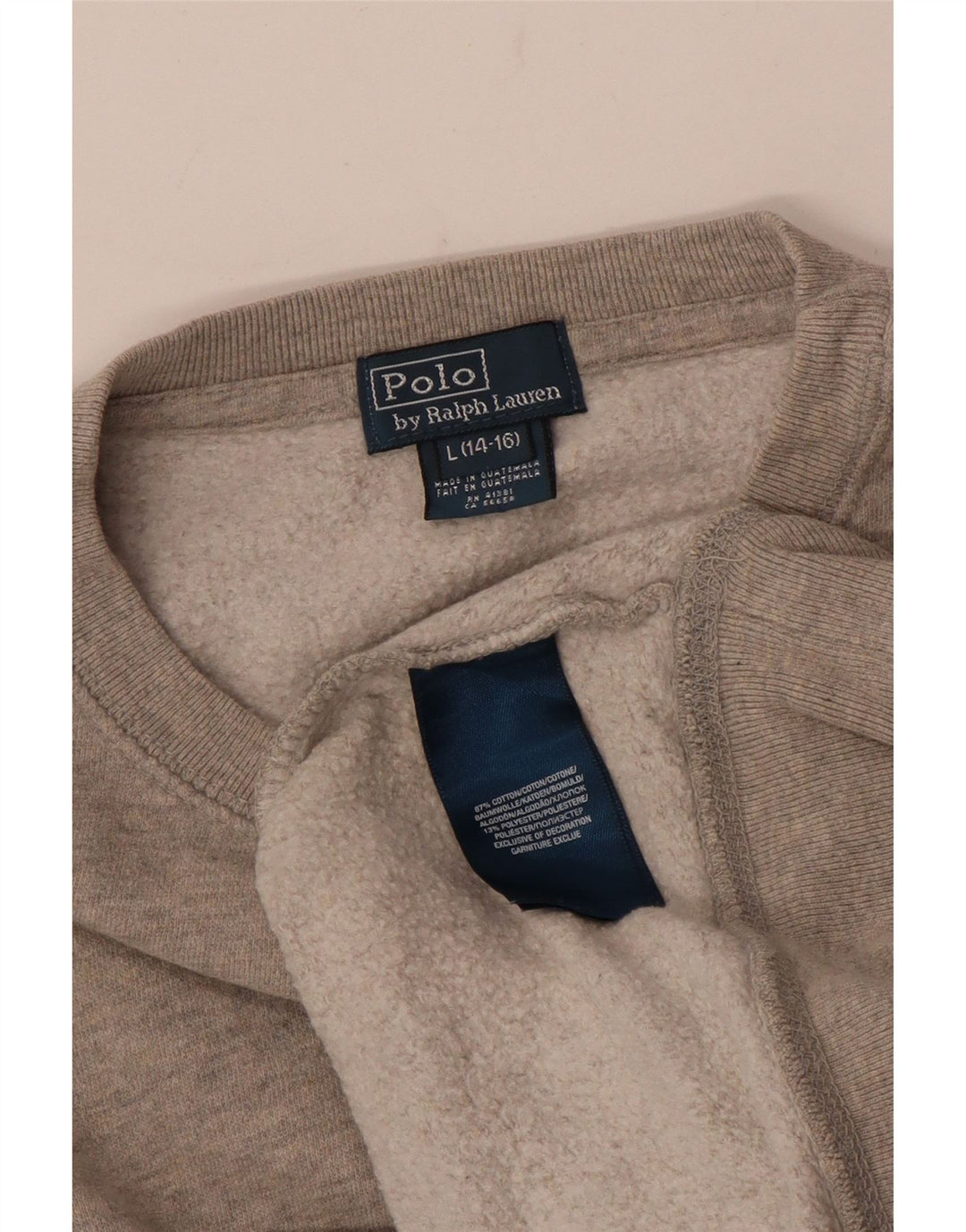 Polo Ralph Lauren Boys Sweatshirt Jumper 14-15 Years Large Grey Flecked