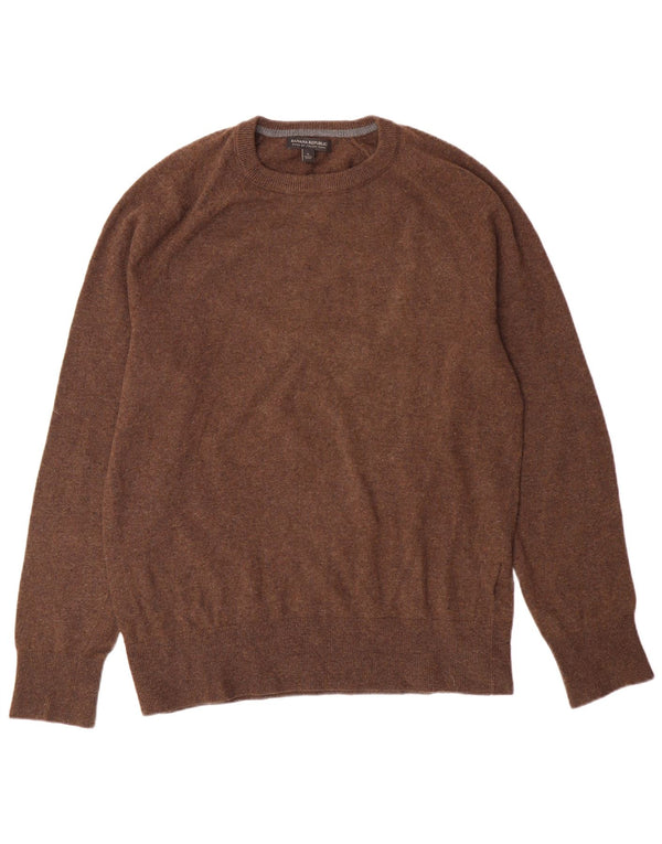 Banana Republic Mens Crew Neck Jumper Sweater Large Brown Wool