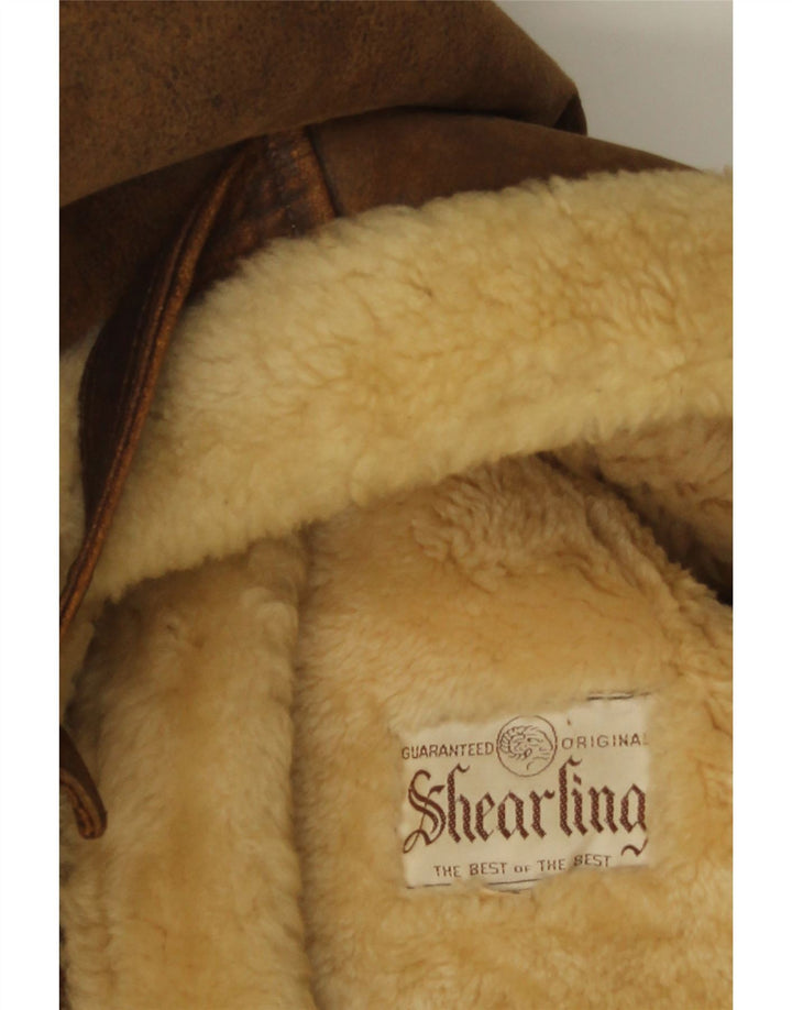 Vintage Mens Shearling Jacket UK 42 XL Brown Shearling
