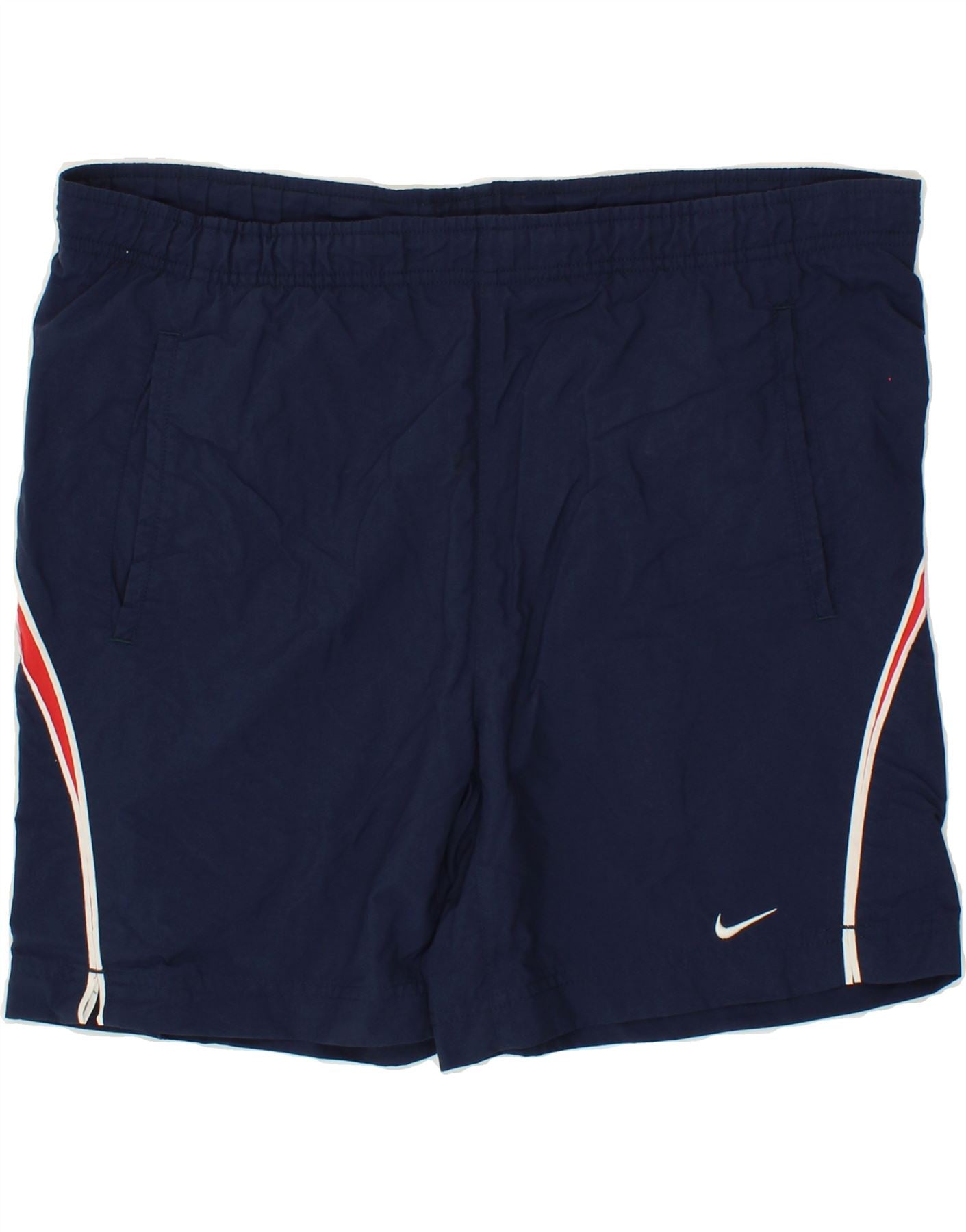 NIKE Mens Swimming Shorts Medium Navy Blue Colourblock Vintage Second Hand Clothing Online Messina Hembry