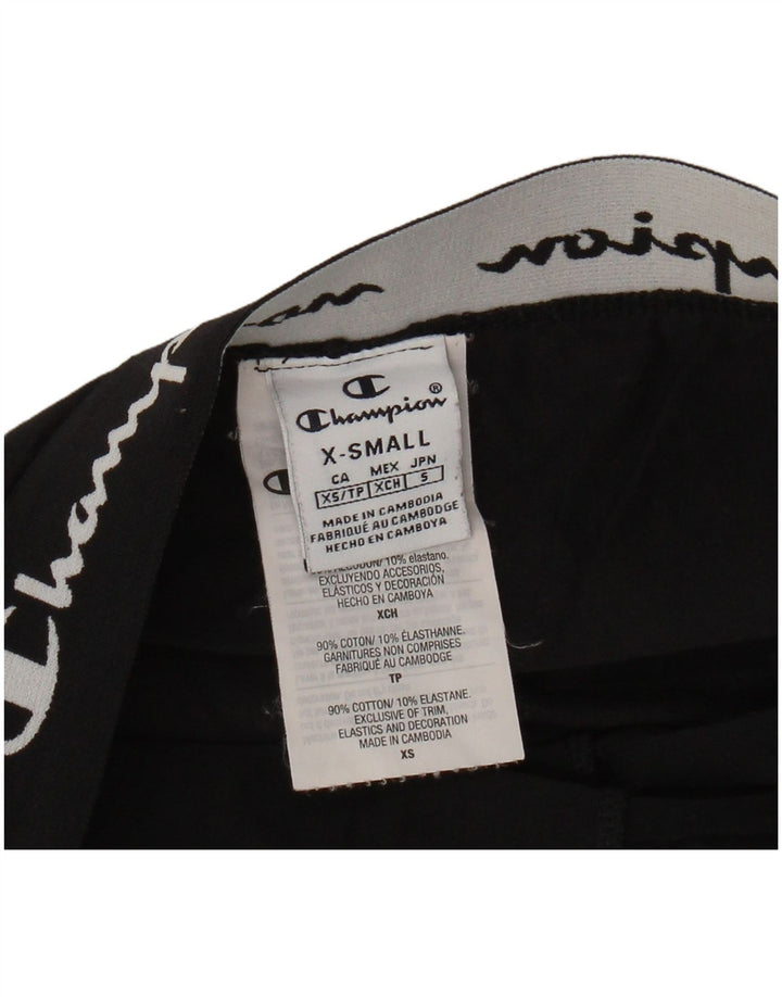 CHAMPION Womens Graphic Leggings UK 4 XS  Black Cotton