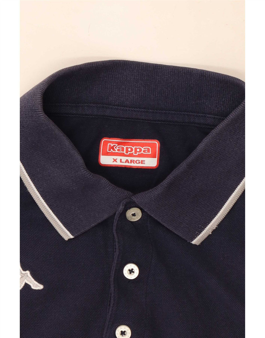 Kappa Mens Polo Shirt XL Navy Blue Striped