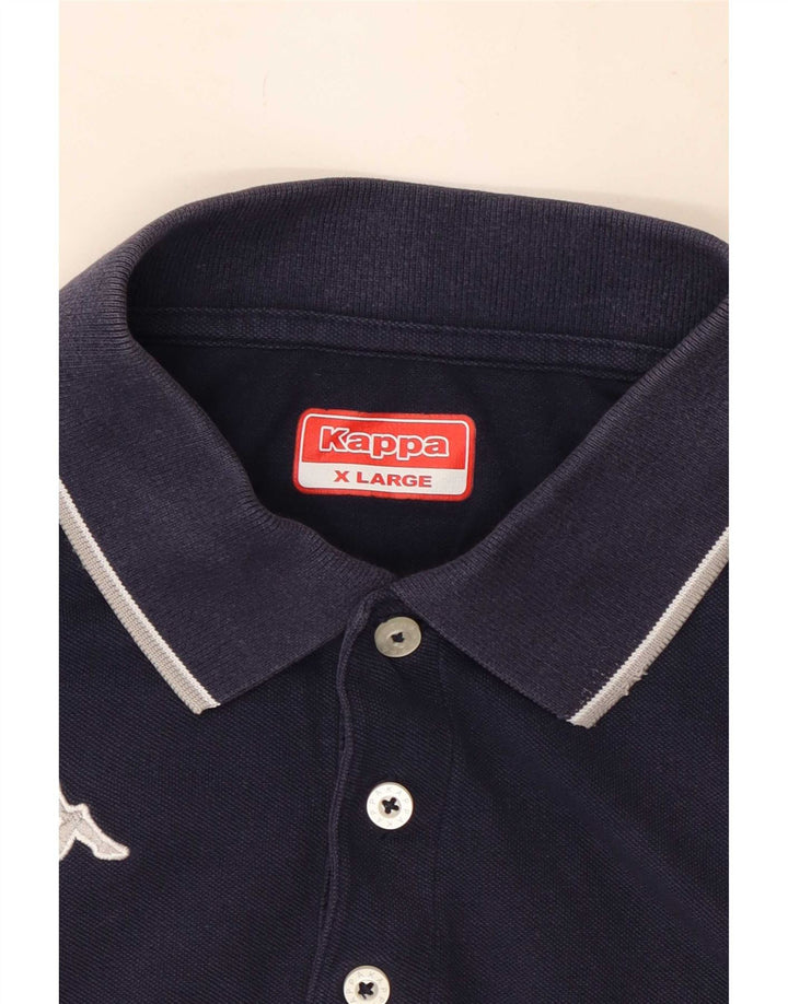 Kappa Mens Polo Shirt XL Navy Blue Striped