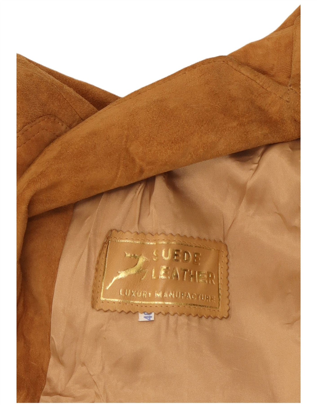 VINTAGE Womens Suede Jacket IT 46 Large Beige Leather