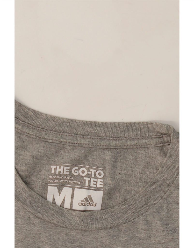 ADIDAS Mens Graphic T-Shirt Top Medium Grey Cotton Vintage Adidas and Second-Hand Adidas from Messina Hembry 