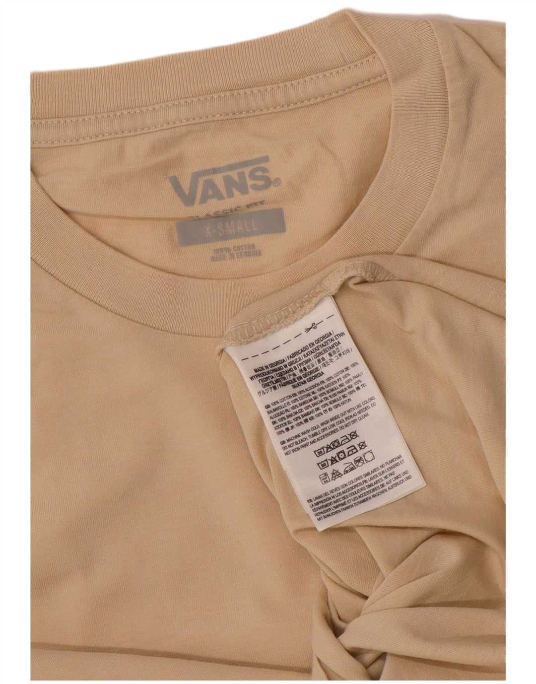 VANS Mens Classic Fit T-Shirt Top XS Beige Cotton