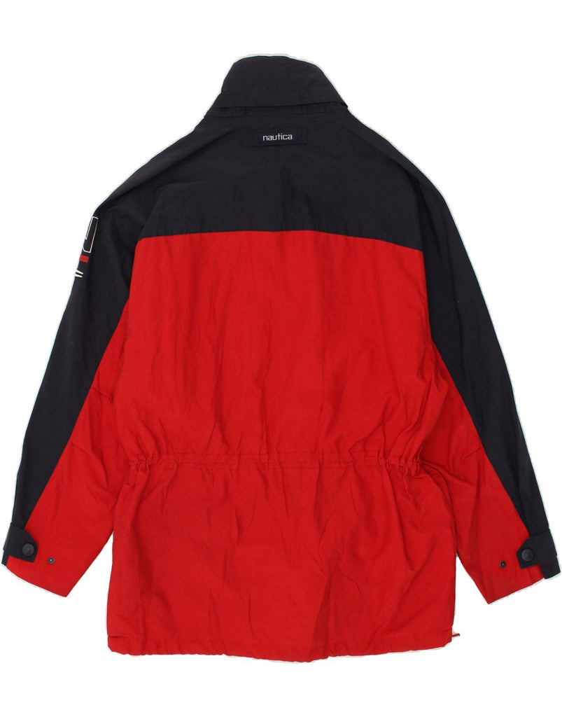 NAUTICA Mens Hooded Windbreaker Jacket UK 40 Large Red Colourblock Cotton | Vintage Nautica | Thrift | Second-Hand Nautica | Used Clothing | Messina Hembry 