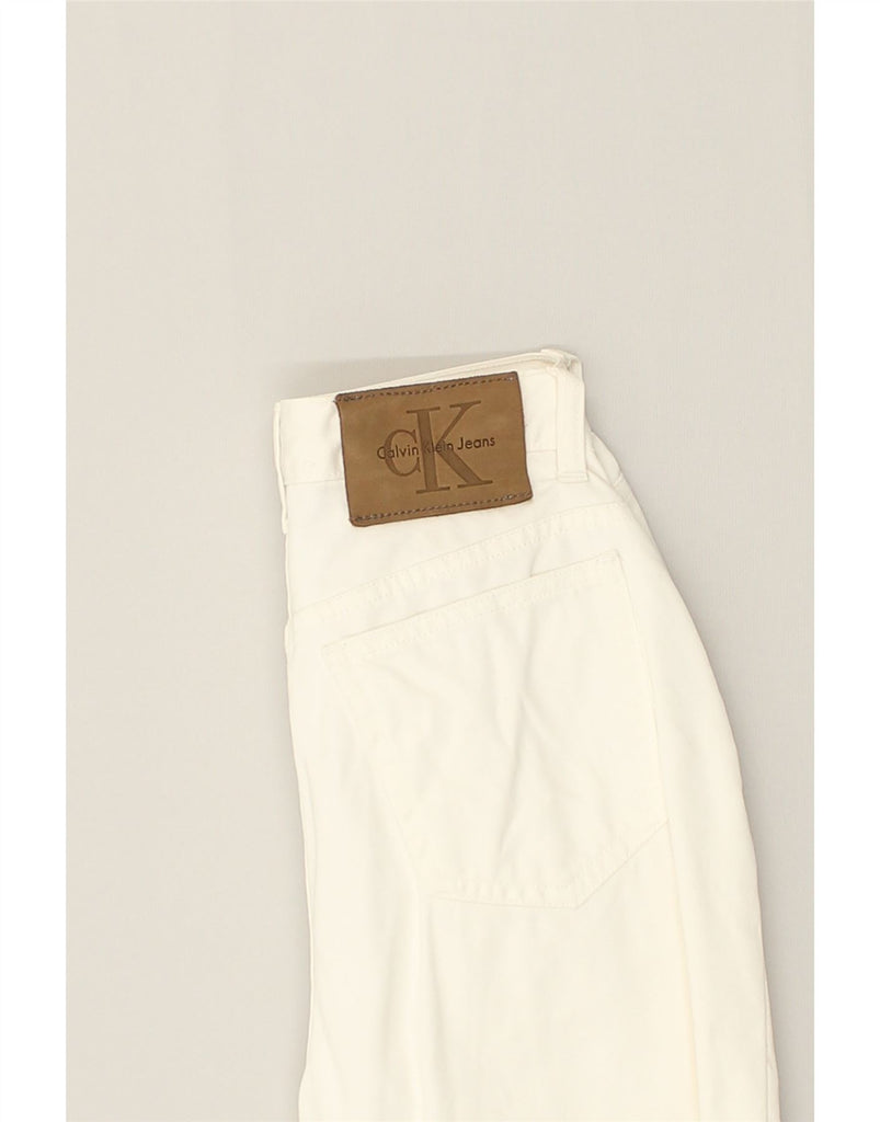 CALVIN KLEIN Womens Petite Straight Jeans UK 4 XS W24 L28 White Cotton | Vintage Calvin Klein | Thrift | Second-Hand Calvin Klein | Used Clothing | Messina Hembry 