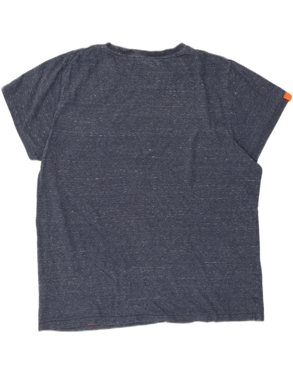 Superdry Mens Regular Fit T-Shirt Top 2XL Navy Blue Flecked Cotton