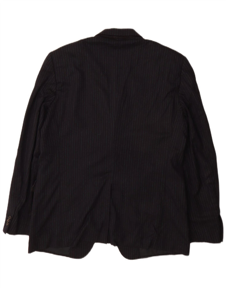 Prada Mens 3 Button Blazer Jacket Size 56 2XL Black Pinstripe Virgin Wool