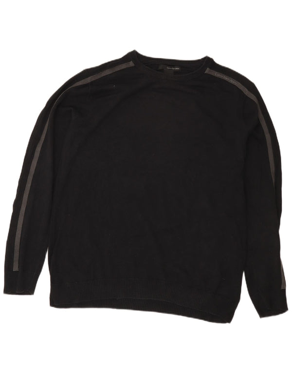 Calvin Klein Jeans Mens Boat Neck Jumper Sweater Large Navy Blue Cotton