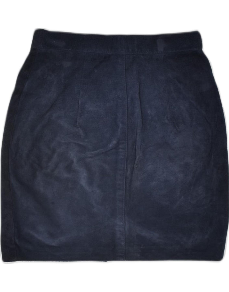 VINTAGE Womens High Waist Suede Mini Skirt IT 42 Medium W25 Navy Blue | Vintage | Thrift | Second-Hand | Used Clothing | Messina Hembry 