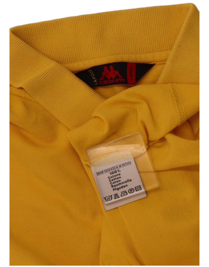 KAPPA Mens Polo Shirt Large Yellow Cotton