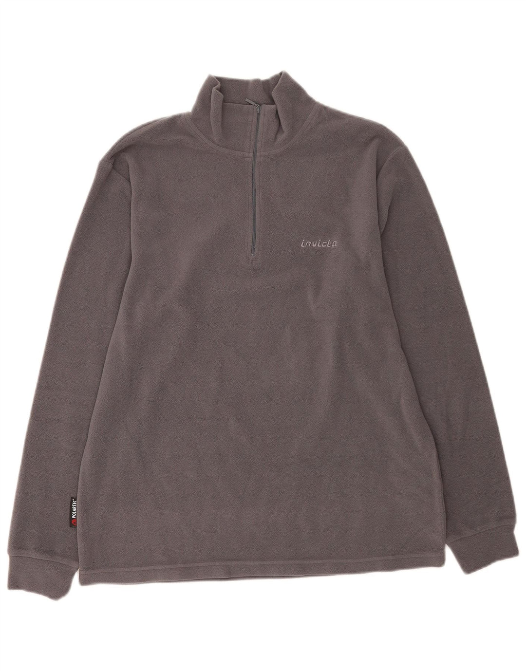 Invicta Mens Zip Neck Fleece Jumper Large Grey Polyester