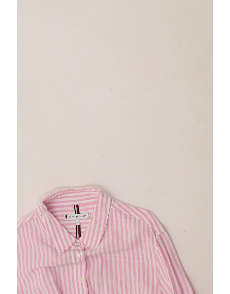 TOMMY HILFIGER Womens Shirt US 8 Medium Pink Striped Cotton Vintage Tommy Hilfiger and Second-Hand Tommy Hilfiger from Messina Hembry 