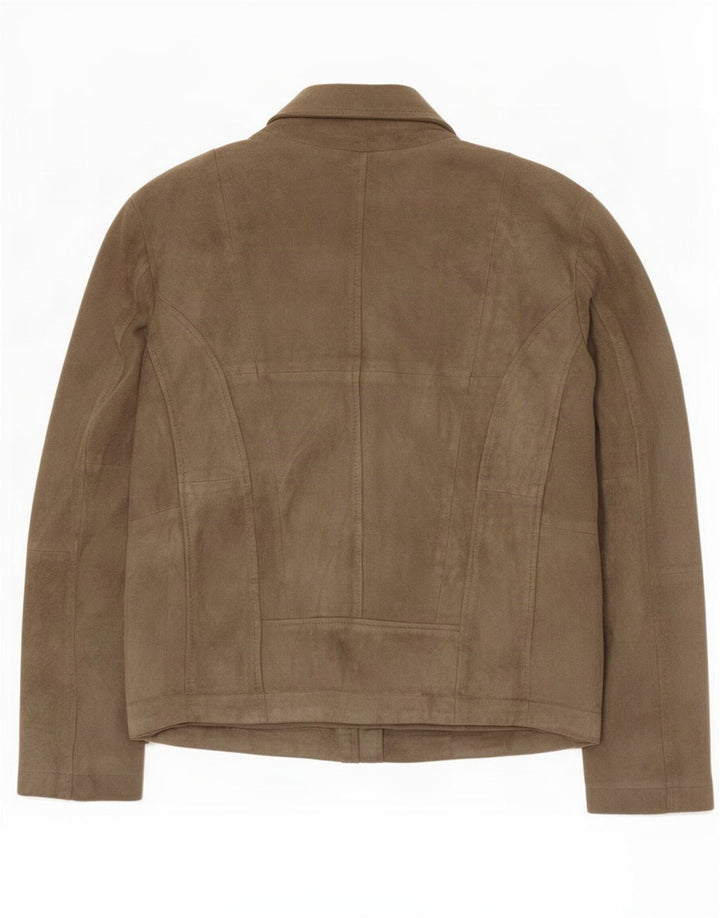 Giorgio Brato Mens Suede Biker Jacket IT 48 Medium Green Leather