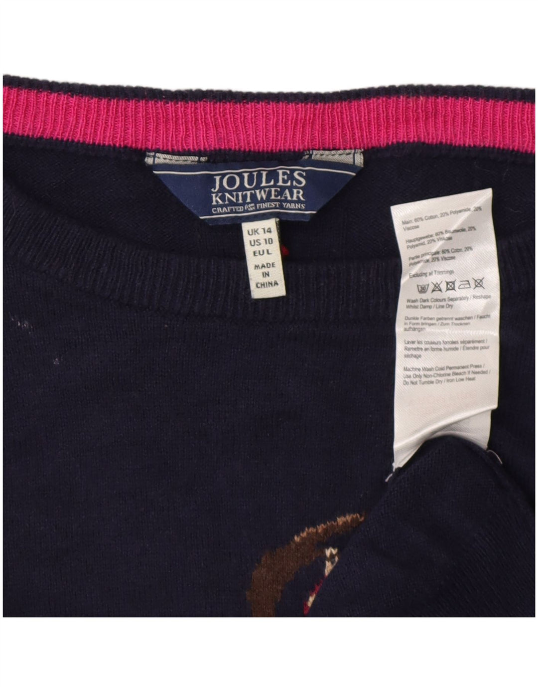 Joules Womens Boat Neck Jumper Sweater UK 14 Large  Navy Blue Christmas