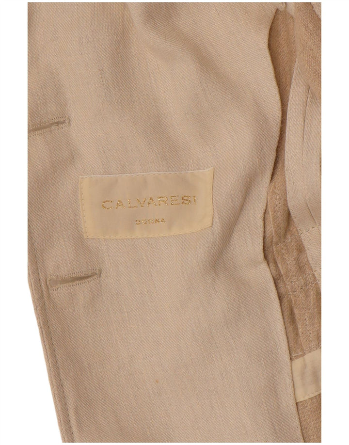Calvaresi Womens Military 3 Button Blazer Jacket UK 12 Medium Beige