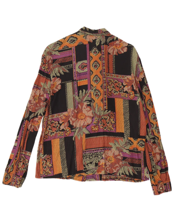 Vintage Womens Front Tie Shirt Blouse UK 16 Large Multicoloured Floral