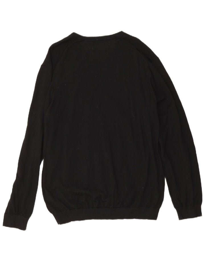 Marks & Spencer Mens V-Neck Jumper Sweater 2XL Black Merino Wool