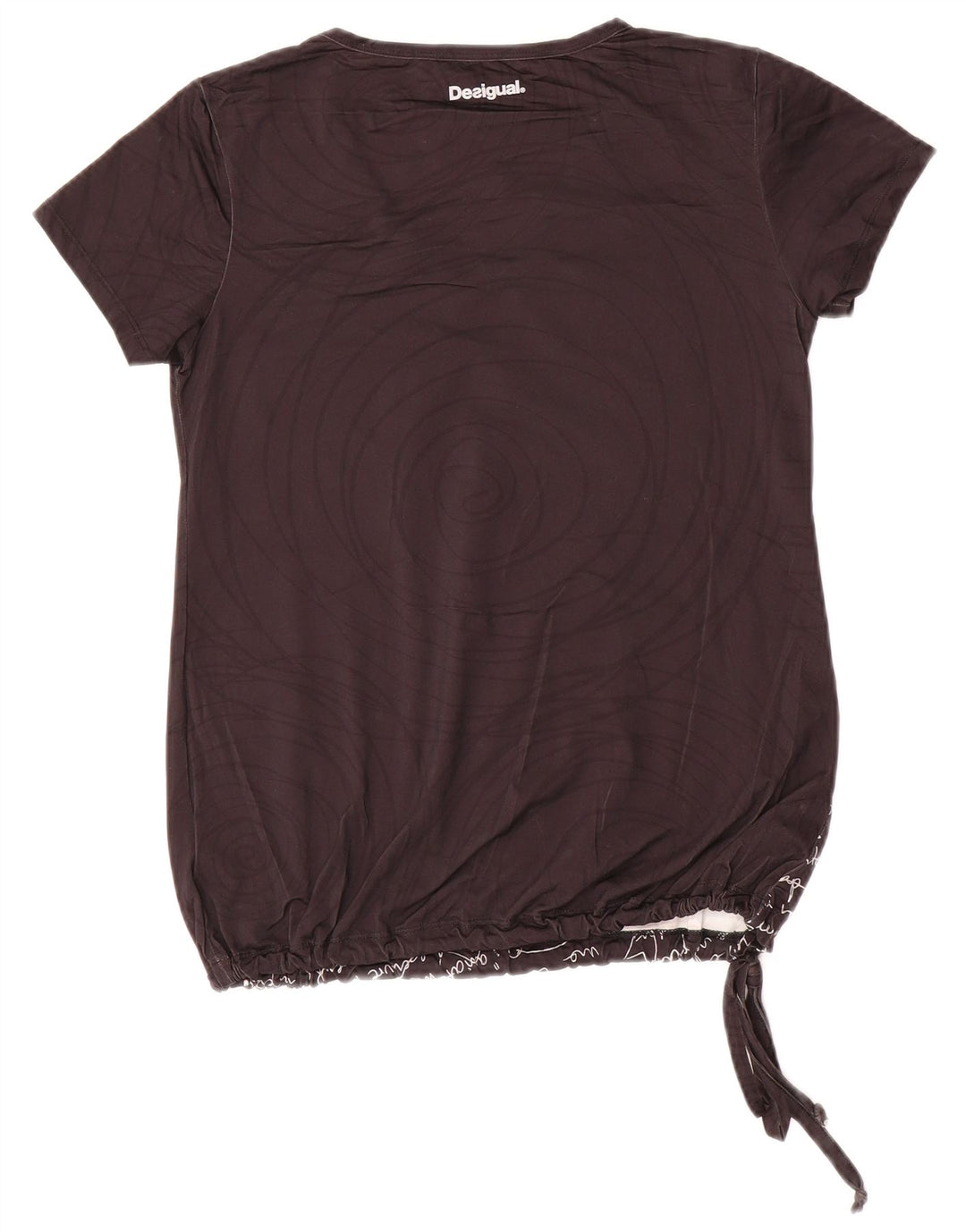 Desigual Womens Graphic T-Shirt Top UK 10 Small Black Polyamide