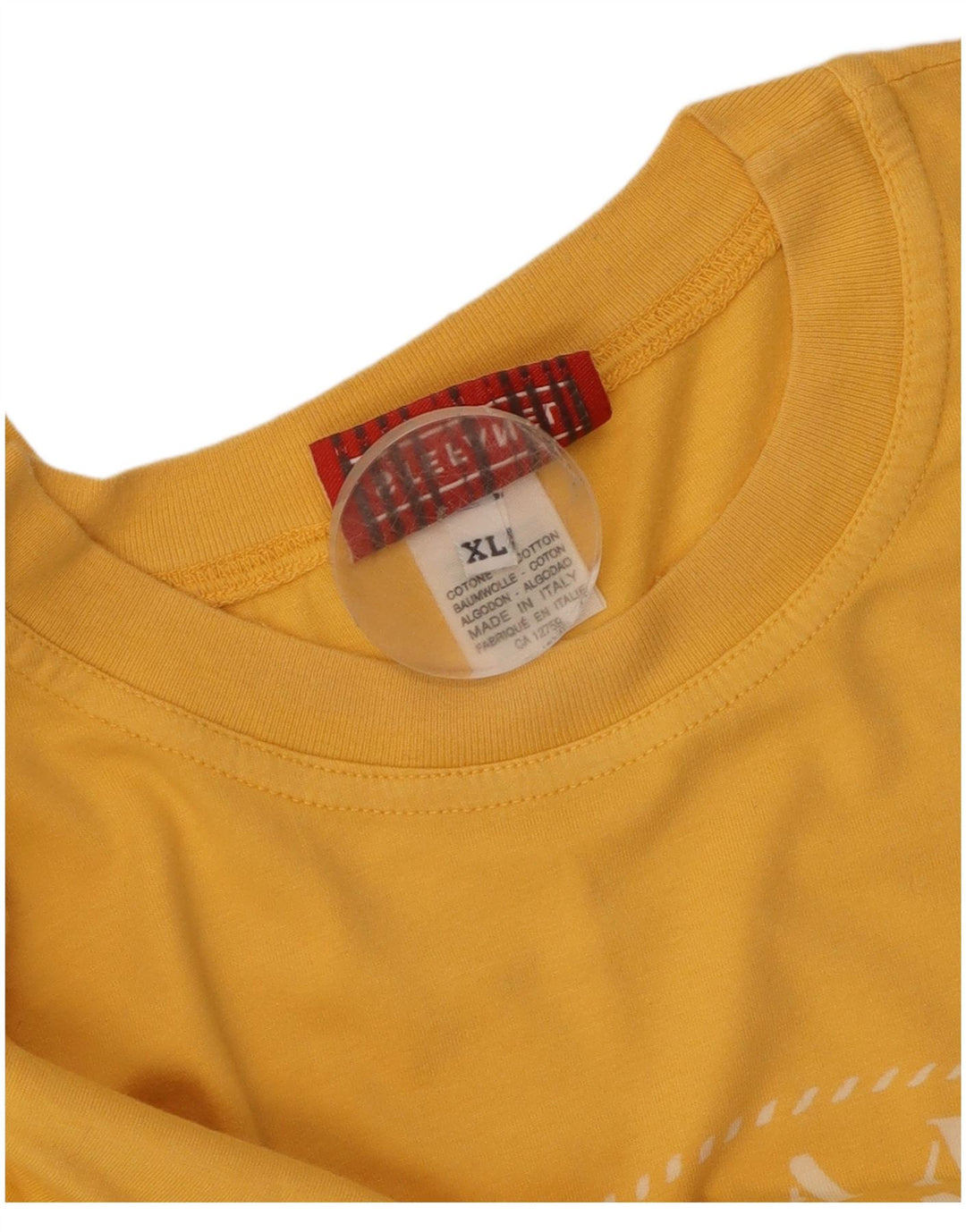 Stefanel Mens Graphic T-Shirt Top XL Yellow Cotton
