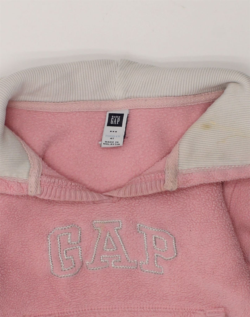 GAP Girls Graphic Fleece Hoodie Jumper 3-4 Years Pink Polyester | Vintage Gap | Thrift | Second-Hand Gap | Used Clothing | Messina Hembry 