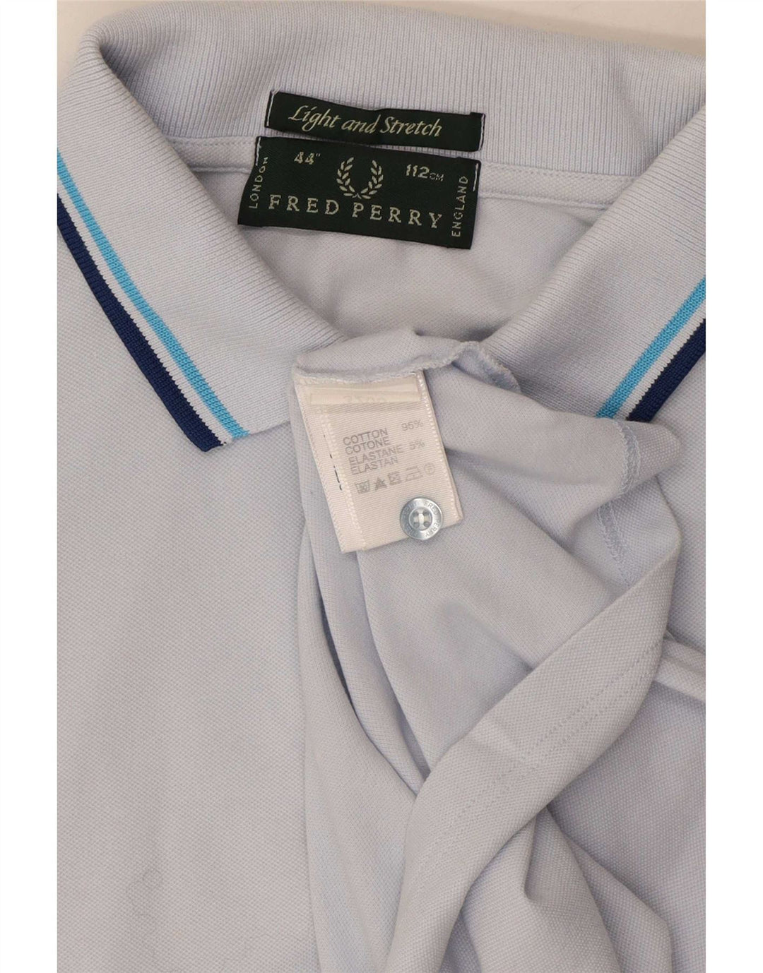 Fred Perry Mens Polo Shirt Medium Blue Striped Cotton