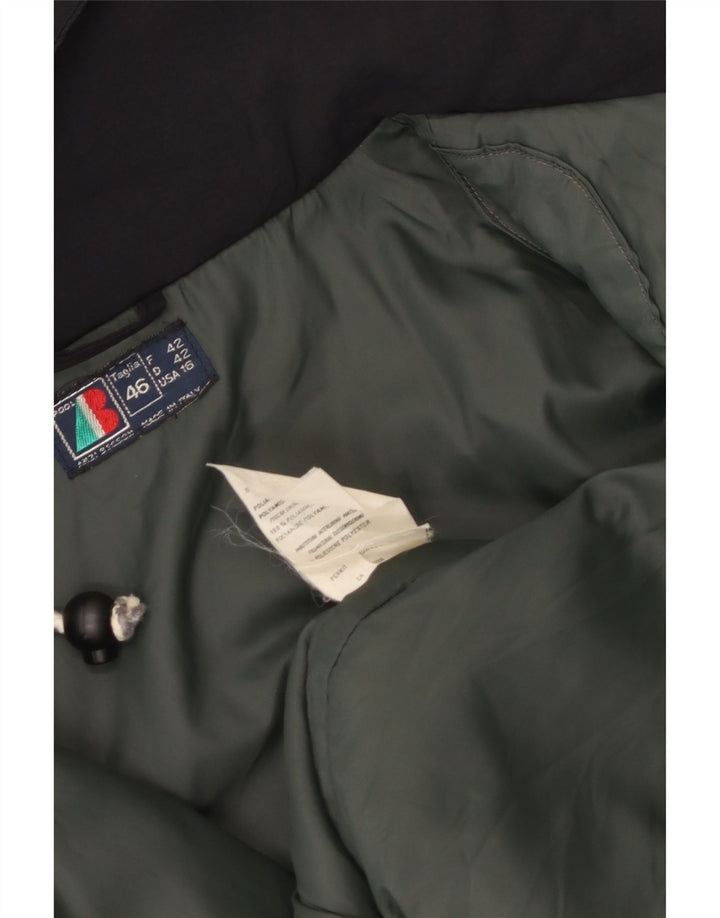 VINTAGE Womens Oversized Hooded Windbreaker Jacket IT 46 Large Black Nylon