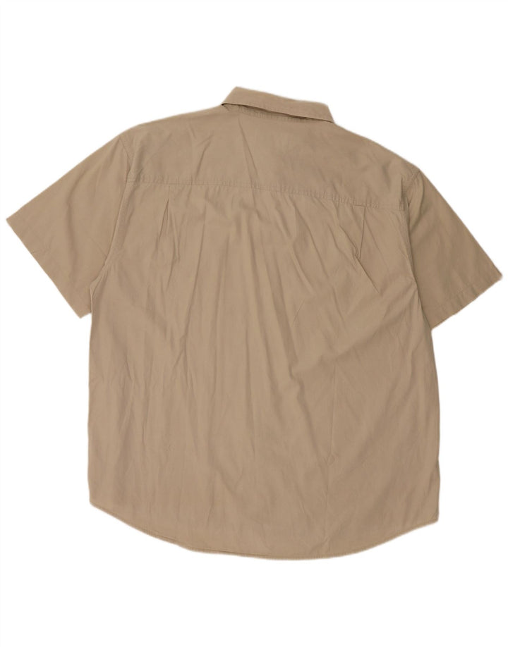 WRANGLER Mens Short Sleeve Shirt 2XL Beige Cotton