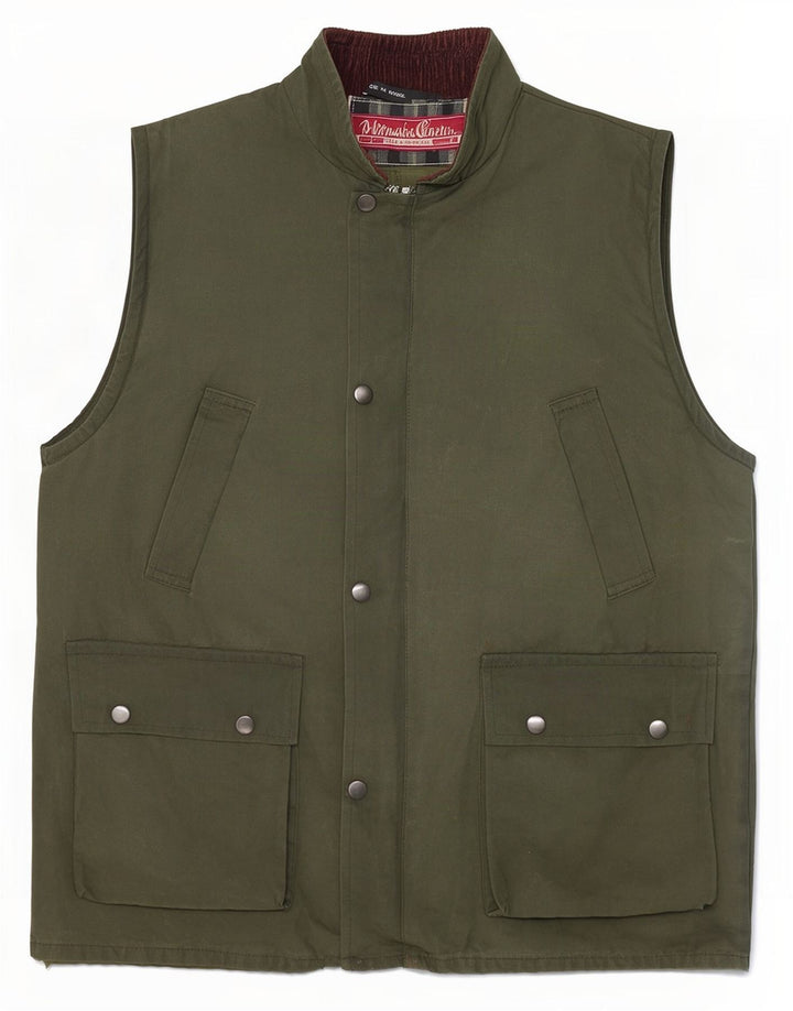 Vintage Mens Utility Gilet UK 38 Medium Khaki Cotton