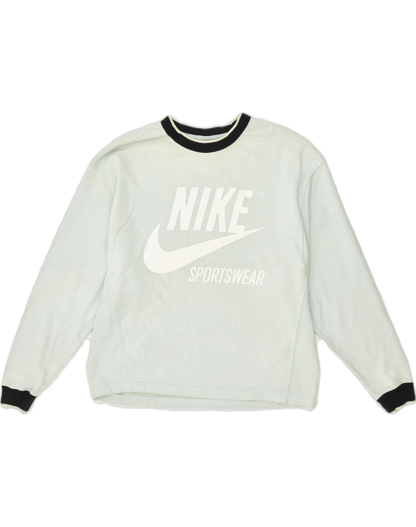 NIKE Womens Graphic Sweatshirt Jumper UK 10 Small Blue Cotton | Vintage Nike | Thrift | Second-Hand Nike | Used Clothing | Messina Hembry 