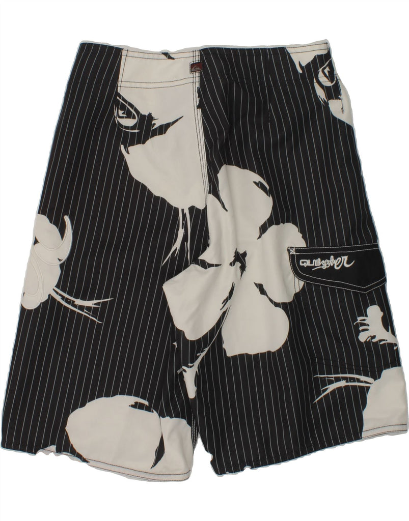 QUIKSILVER Boys Swimming Shorts 11-12 Years Black Floral Polyester | Vintage Quiksilver | Thrift | Second-Hand Quiksilver | Used Clothing | Messina Hembry 