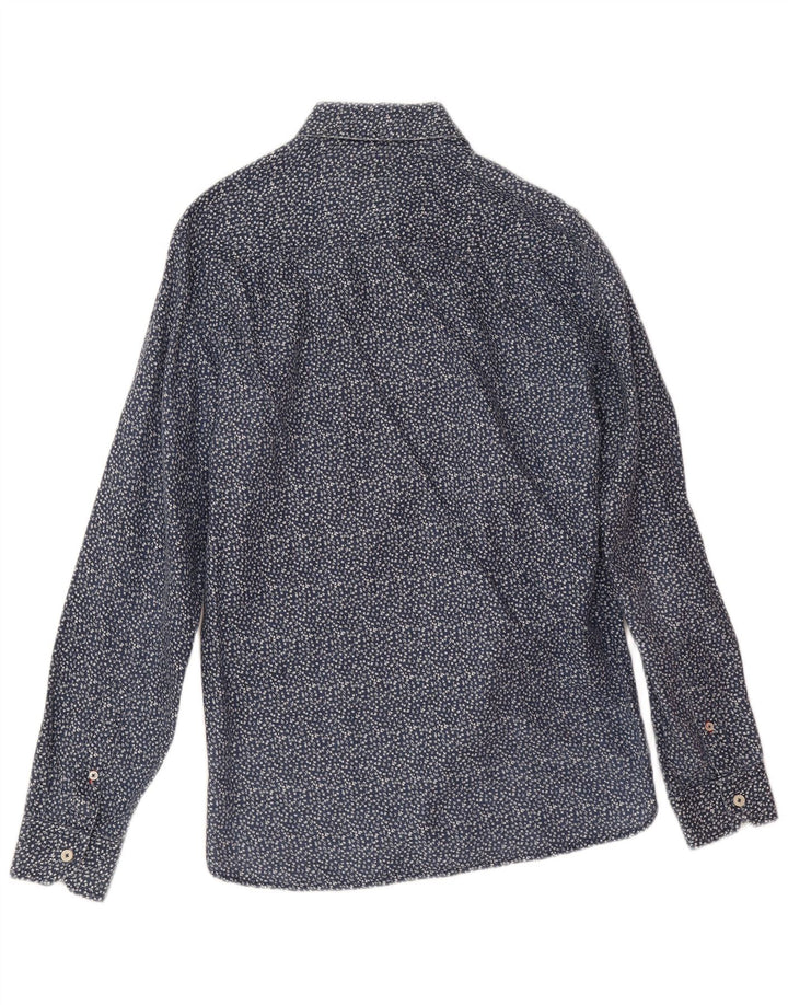 Crew Clothing Mens Shirt Small Navy Blue Floral Linen