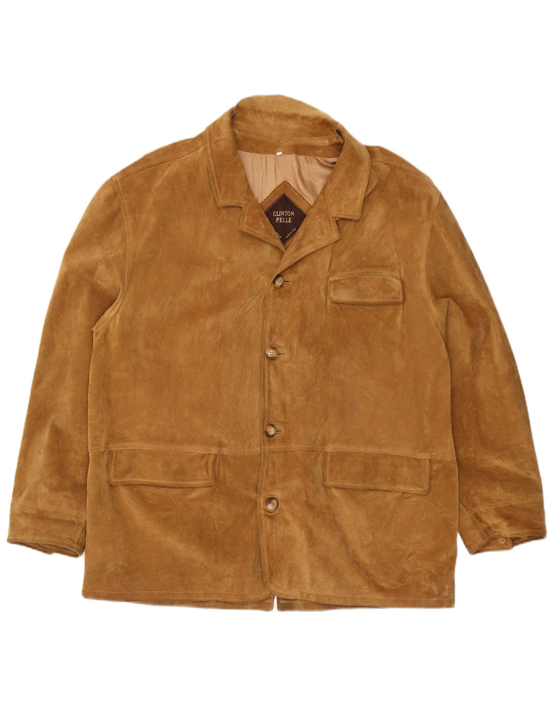 Vintage Mens 4 Button Suede Blazer Jacket IT 56 3XL Beige