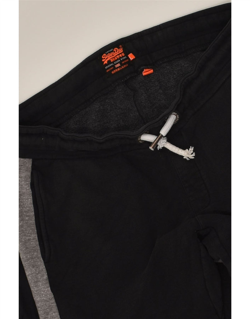 SUPERDRY Mens Tracksuit Trousers Large Black Colourblock Cotton | Vintage Superdry | Thrift | Second-Hand Superdry | Used Clothing | Messina Hembry 