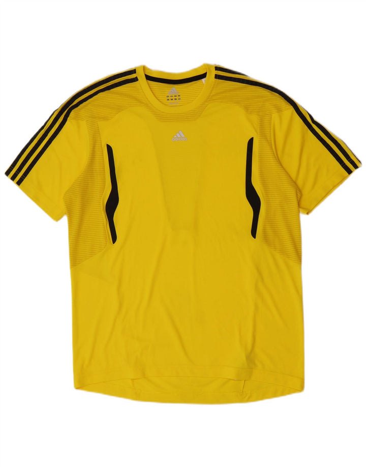 Adidas Mens Climacool T-Shirt Top Large Yellow Polyester