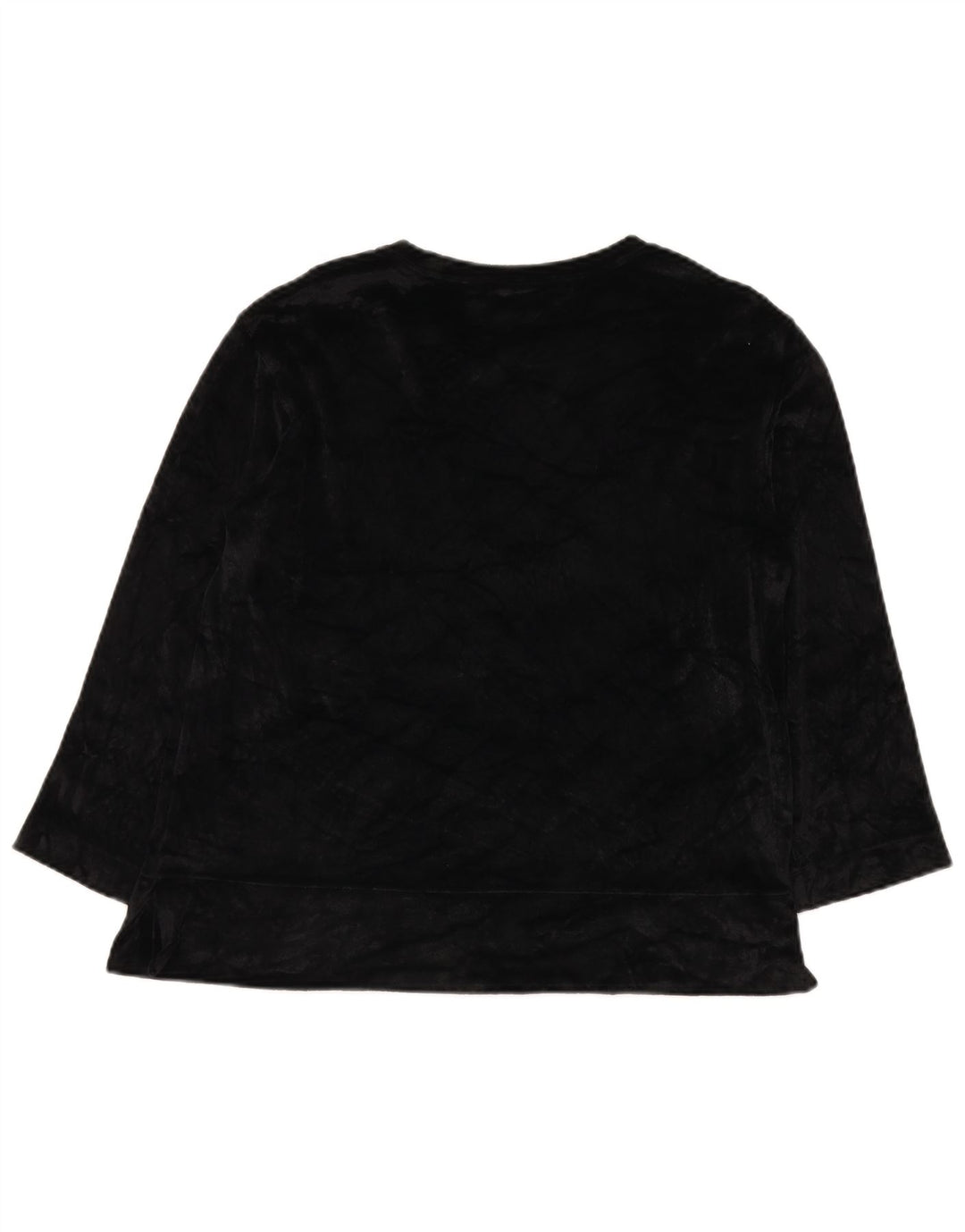 Max Mara Womens Weekend Velour Top 3/4 Sleeve UK 16 Large Black Rayon
