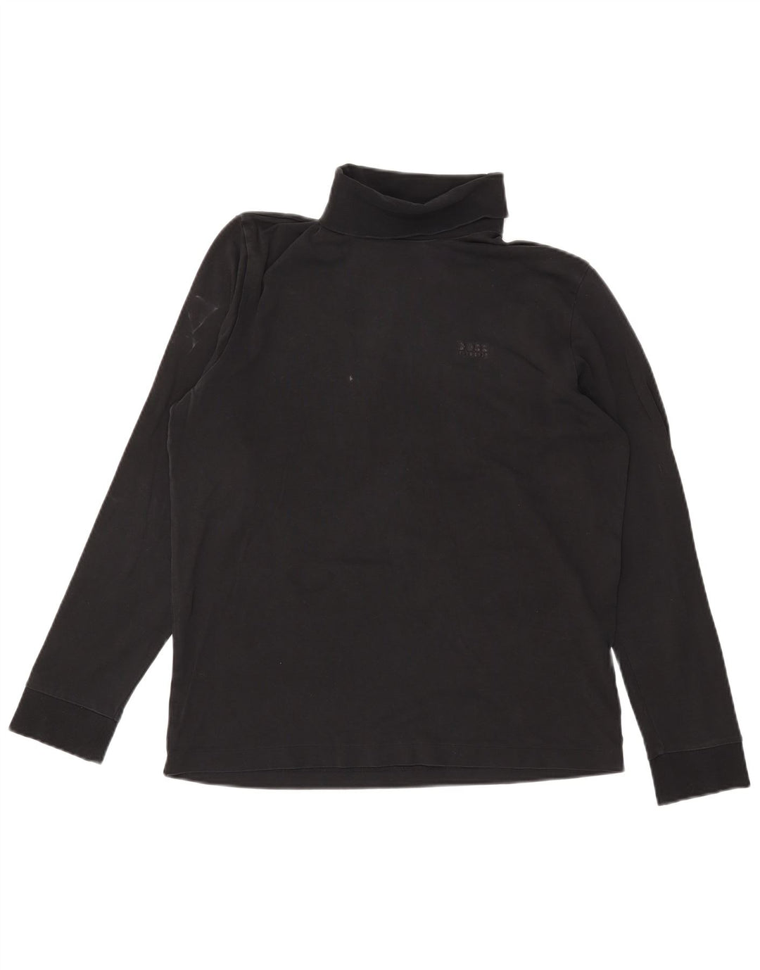 HUGO BOSS Mens Roll Neck Top Long Sleeve Medium Black Cotton