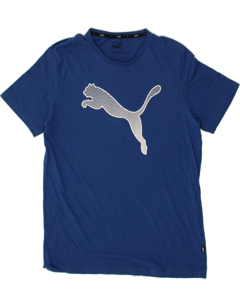 PUMA Mens Graphic T-Shirt Top Large Blue Cotton Vintage Puma and Second-Hand Puma from Messina Hembry 