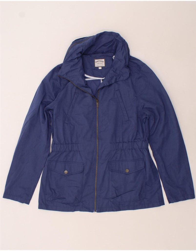 FAT FACE Womens Bomber Jacket UK 14 Medium  Blue Cotton Vintage Fat Face and Second-Hand Fat Face from Messina Hembry 