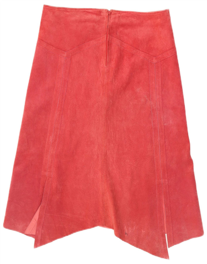 Danier Womens Suede Asymmetrical Skirt UK 14 Large W32  Red Polyester