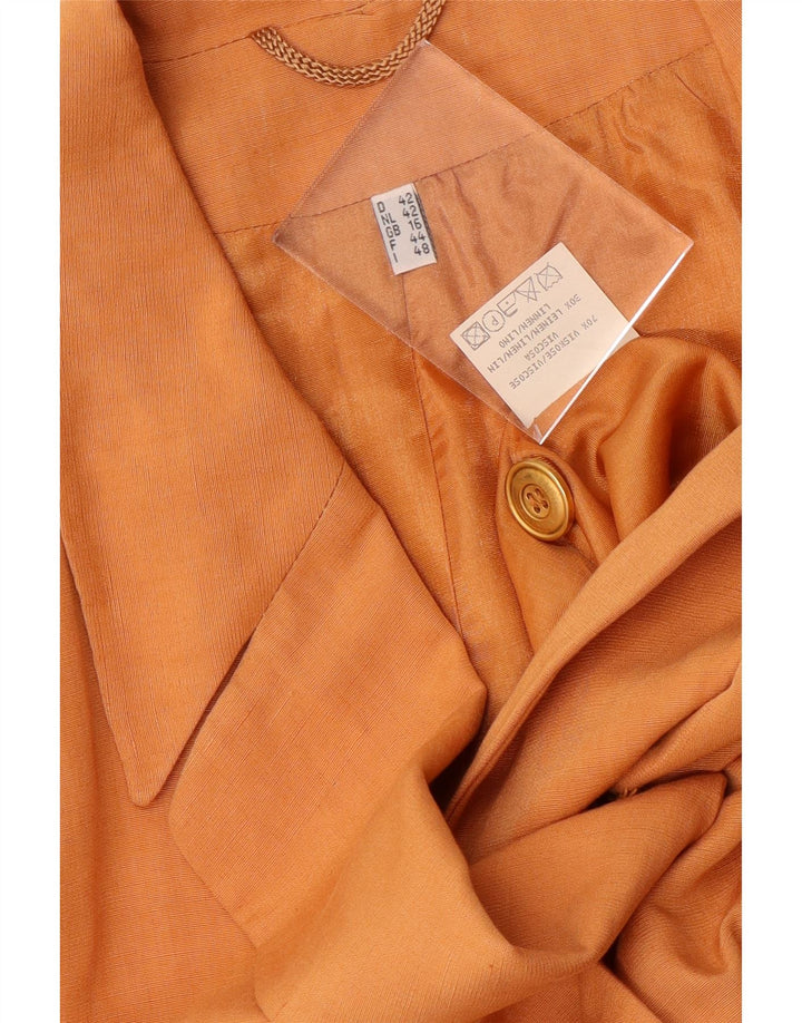 Vintage Womens Double Breasted Blazer Jacket UK 16 Large Orange Viscose