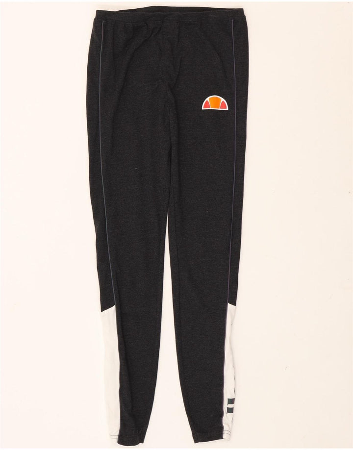 ELLESSE Womens Graphic Leggings UK 10 Small Grey Colourblock Cotton Vintage Ellesse and Second-Hand Ellesse from Messina Hembry 