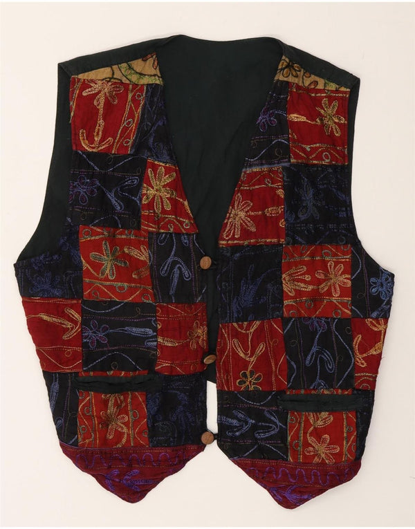 Vintage Mens Waistcoat Large Multicoloured Patchwork Cotton