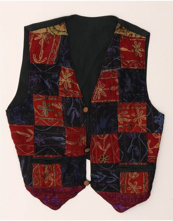 Vintage Mens Waistcoat Large Multicoloured Patchwork Cotton