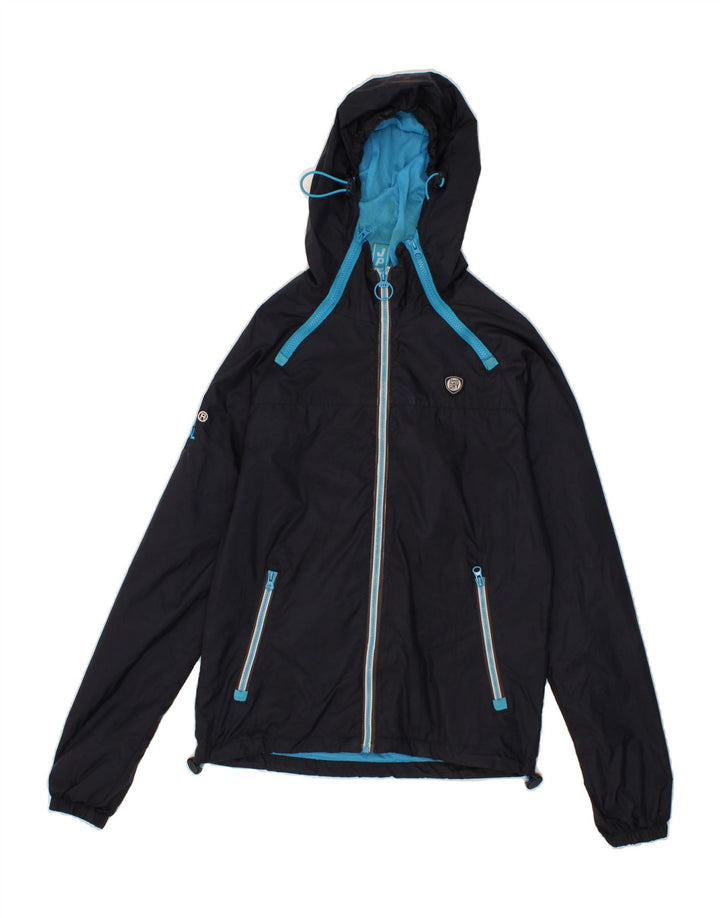 SUPERDRY Womens Hooded Windbreaker Jacket UK 10 Small Navy Blue Vintage Superdry and Second-Hand Superdry from Messina Hembry 